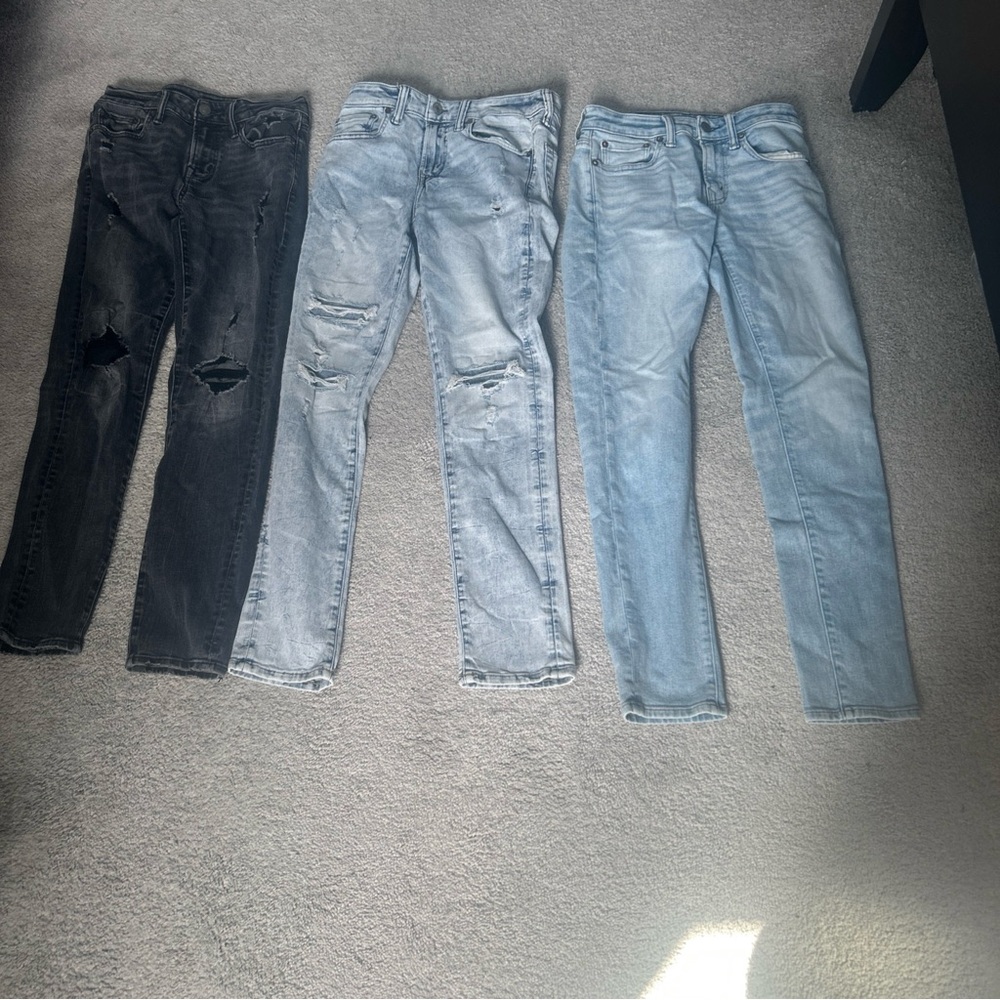 American Eagle Outfitters Men's Skinny Jeans - Black, Gray, Light Blue